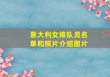 意大利女排队员名单和照片介绍图片