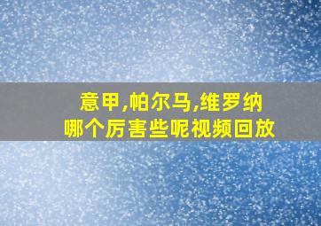 意甲,帕尔马,维罗纳哪个厉害些呢视频回放