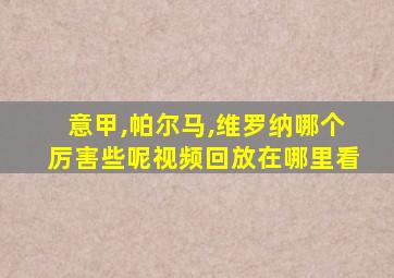 意甲,帕尔马,维罗纳哪个厉害些呢视频回放在哪里看