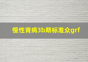 慢性肾病3b期标准众grf