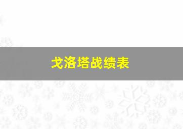 戈洛塔战绩表