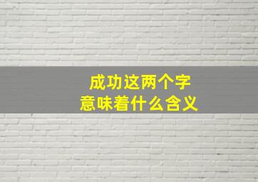 成功这两个字意味着什么含义