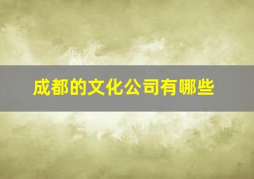 成都的文化公司有哪些