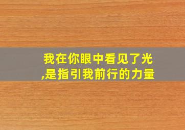 我在你眼中看见了光,是指引我前行的力量