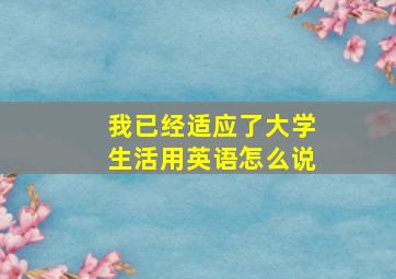 我已经适应了大学生活用英语怎么说