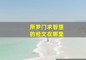 所罗门求智慧的经文在哪里