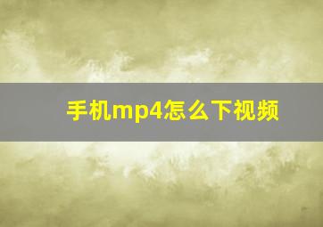 手机mp4怎么下视频