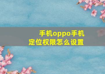 手机oppo手机定位权限怎么设置