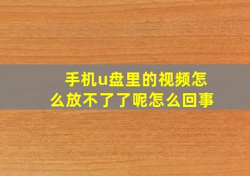 手机u盘里的视频怎么放不了了呢怎么回事