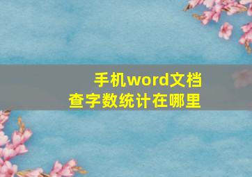 手机word文档查字数统计在哪里