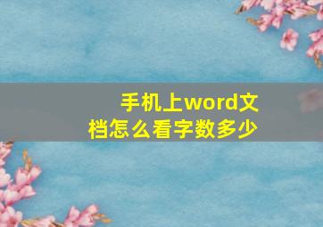 手机上word文档怎么看字数多少