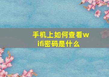 手机上如何查看wifi密码是什么