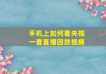 手机上如何看央视一套直播回放视频