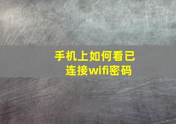 手机上如何看已连接wifi密码