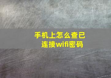 手机上怎么查已连接wifi密码