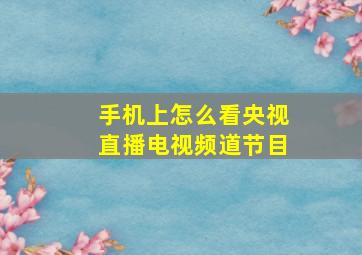 手机上怎么看央视直播电视频道节目