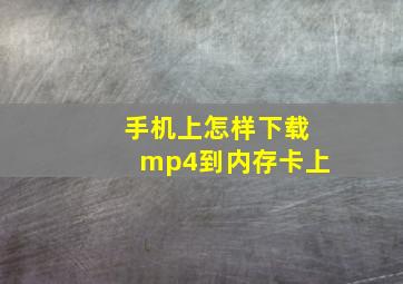 手机上怎样下载mp4到内存卡上