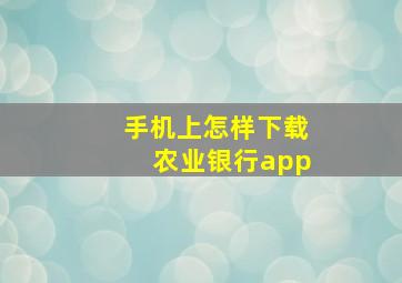 手机上怎样下载农业银行app