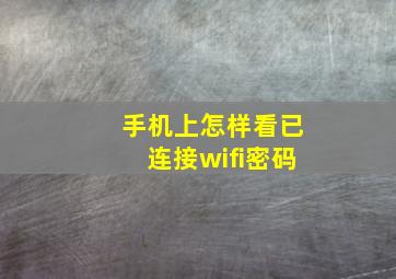 手机上怎样看已连接wifi密码