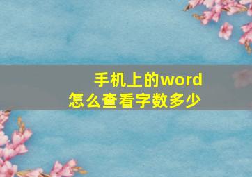 手机上的word怎么查看字数多少