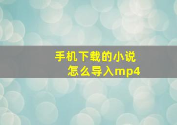 手机下载的小说怎么导入mp4