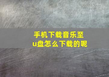 手机下载音乐至u盘怎么下载的呢