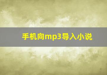 手机向mp3导入小说