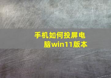 手机如何投屏电脑win11版本