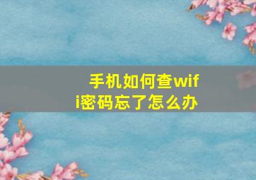 手机如何查wifi密码忘了怎么办