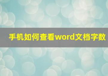 手机如何查看word文档字数