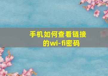 手机如何查看链接的wi-fi密码