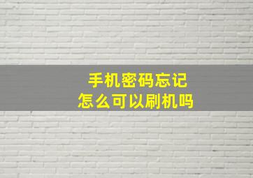 手机密码忘记怎么可以刷机吗