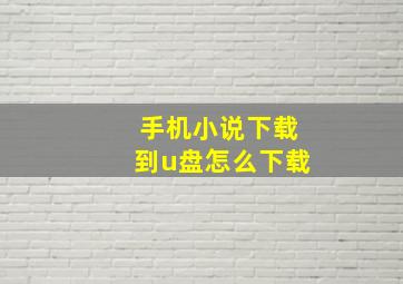 手机小说下载到u盘怎么下载