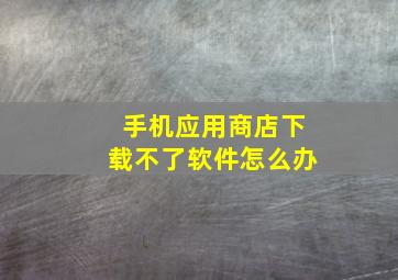 手机应用商店下载不了软件怎么办