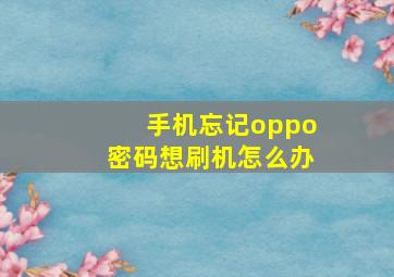 手机忘记oppo密码想刷机怎么办