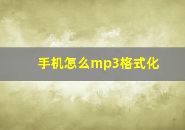 手机怎么mp3格式化