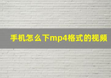 手机怎么下mp4格式的视频