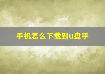 手机怎么下载到u盘手