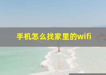 手机怎么找家里的wifi