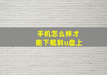 手机怎么样才能下载到u盘上