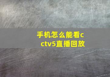 手机怎么能看cctv5直播回放