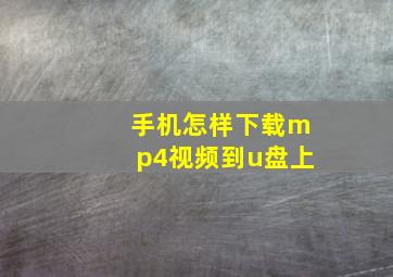 手机怎样下载mp4视频到u盘上