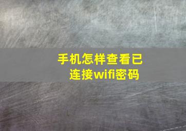 手机怎样查看已连接wifi密码