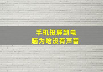 手机投屏到电脑为啥没有声音