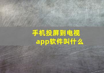 手机投屏到电视app软件叫什么