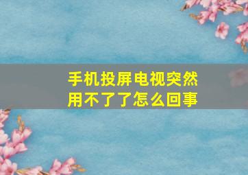 手机投屏电视突然用不了了怎么回事