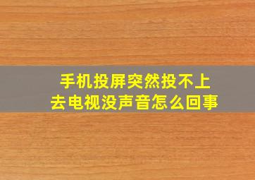 手机投屏突然投不上去电视没声音怎么回事