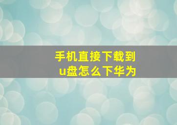 手机直接下载到u盘怎么下华为