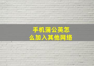 手机蒲公英怎么加入其他网络