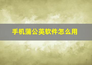 手机蒲公英软件怎么用